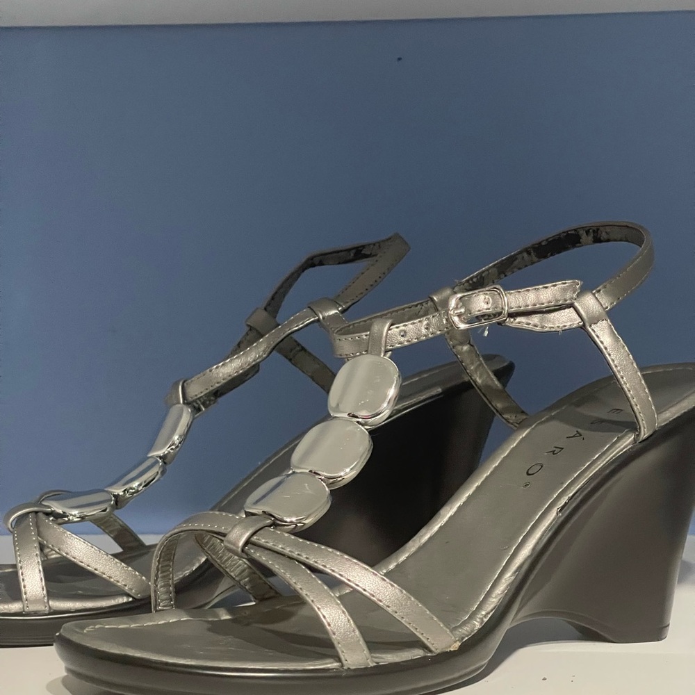 Pesaro Silver Wedge Sandals